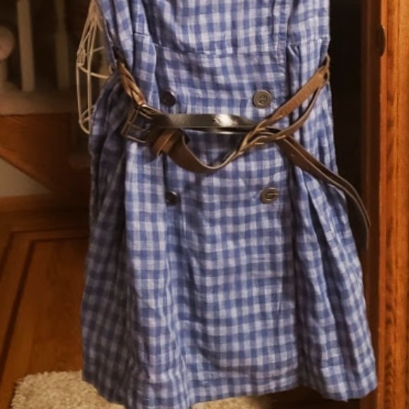 NWT Hommage Los Angeles Sz Jr Large blue checkered dress with belt - Picture 6 of 6